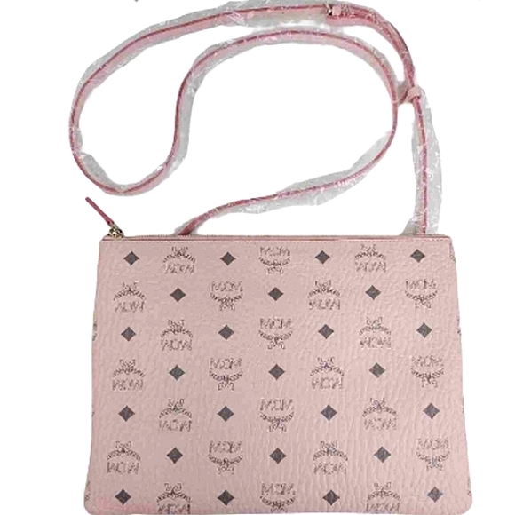 MCM Handbags - 🌸 MCM Portuna Flat Visetos Coated Canvas in Powder Pink Pouch Crossbody Bag NEW